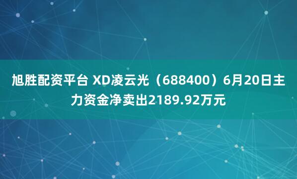 旭胜配资平台 XD凌云光（688400）6月20日主力资金净卖出2189.92万元