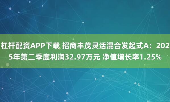 杠杆配资APP下载 招商丰茂灵活混合发起式A：2025年第二季度利润32.97万元 净值增长率1.25%
